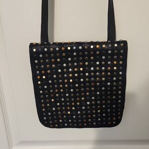 Patrica Nash Black and Gold Crossbody Bag with Studded Design